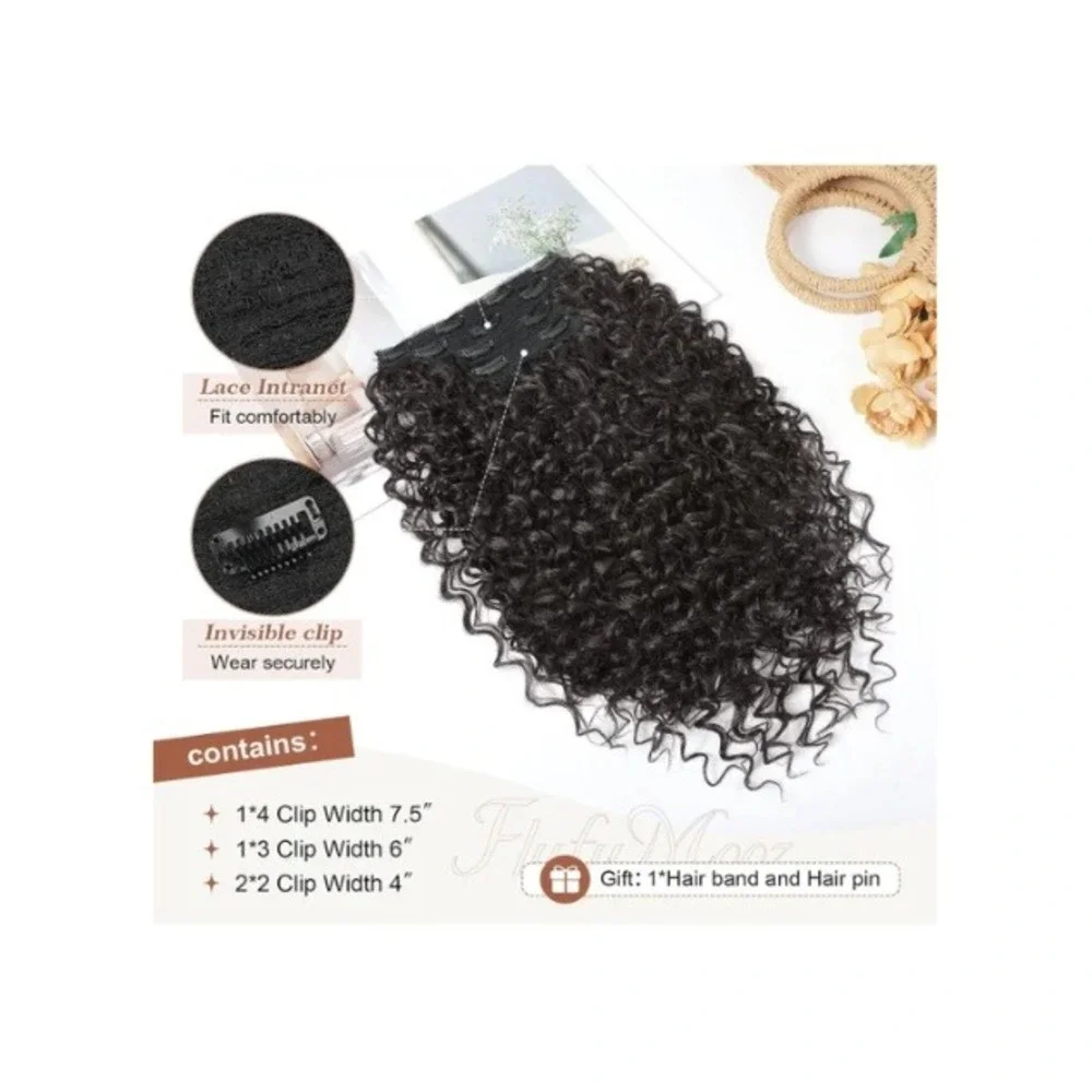 Flufymooz 20 Inch Curly Clip In Hair Extensions Brown Dirty Blonde Protein Silk